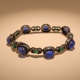 2.88 ct Natural Diamond & 925 Silver With Blue Sapphire & Emerald Bracelet