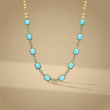 3.68 ct Natural Diamond With 925 Sterling Silver Firoza Necklace