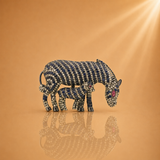 2.40 ct Natural Diamonds with 925 Silver Blue Sapphire & Ruby Elephant Brooch