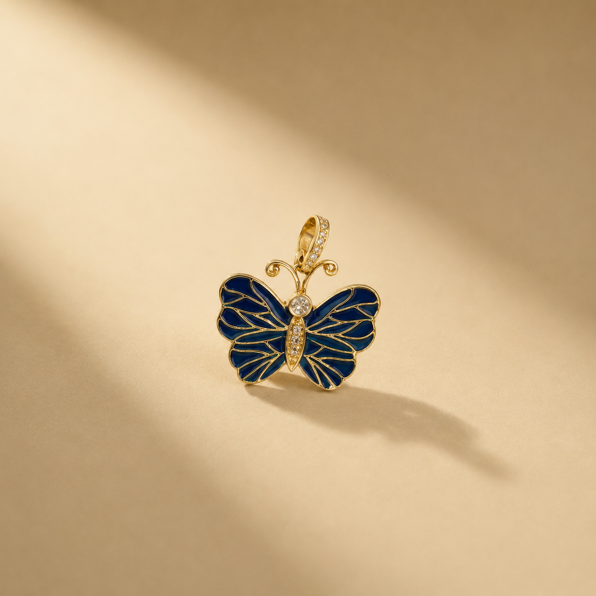 0.15 ct Natural Diamonds with 925 Silver Blue Butterfly