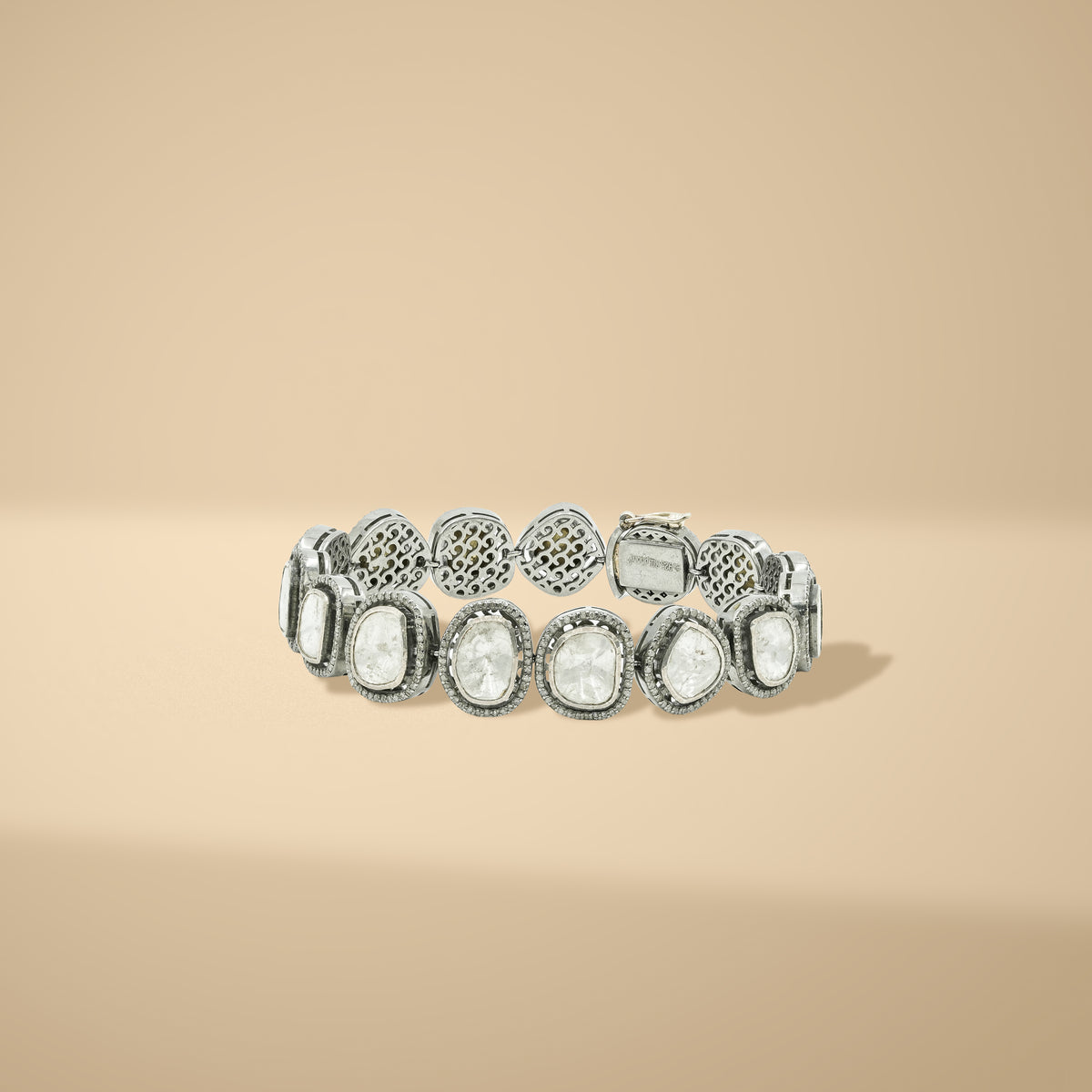 7.8 Ct Natural Diamonds 925 Sterling Silver Polki Bracelet