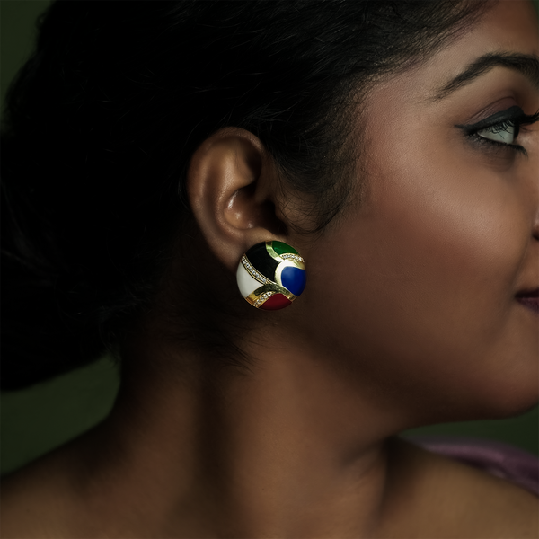 One-of-One 92.5 Silver Multicolor Enamel Dome Stud Earrings