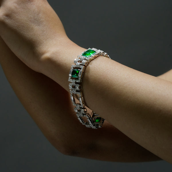 One-of-One 92.5 Silver Emerald Link Bracelet
