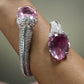 One-of-One 92.5 Silver Pink Gemstone Open Cuff Bracelet
