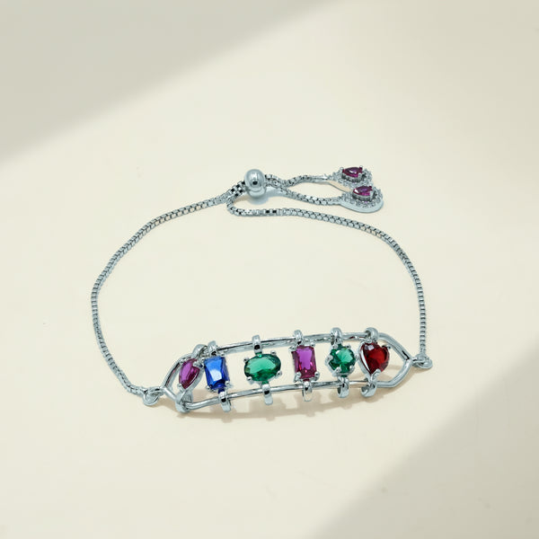 One-of-One 92.5 Silver Multicolor Spectrum Bar Bracelet