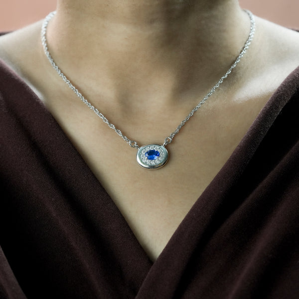 One-of-One 92.5 Silver Round Navy Pendant