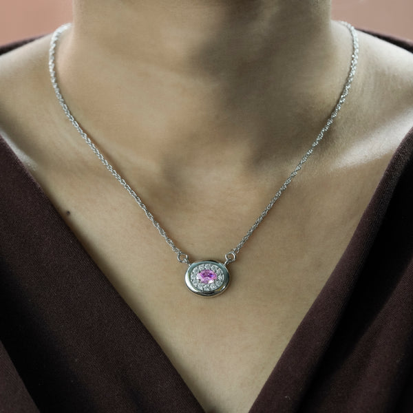 One-of-One 92.5 Silver Round Pink Blush Pendant
