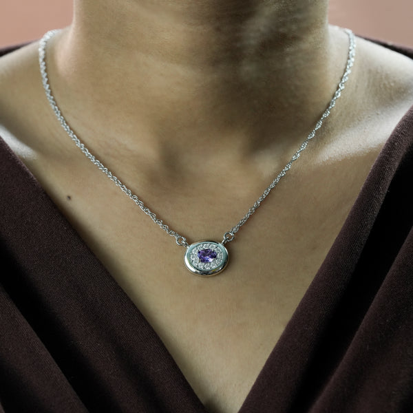 One-of-One 92.5 Silver Simulant Amethyst Round Pendant