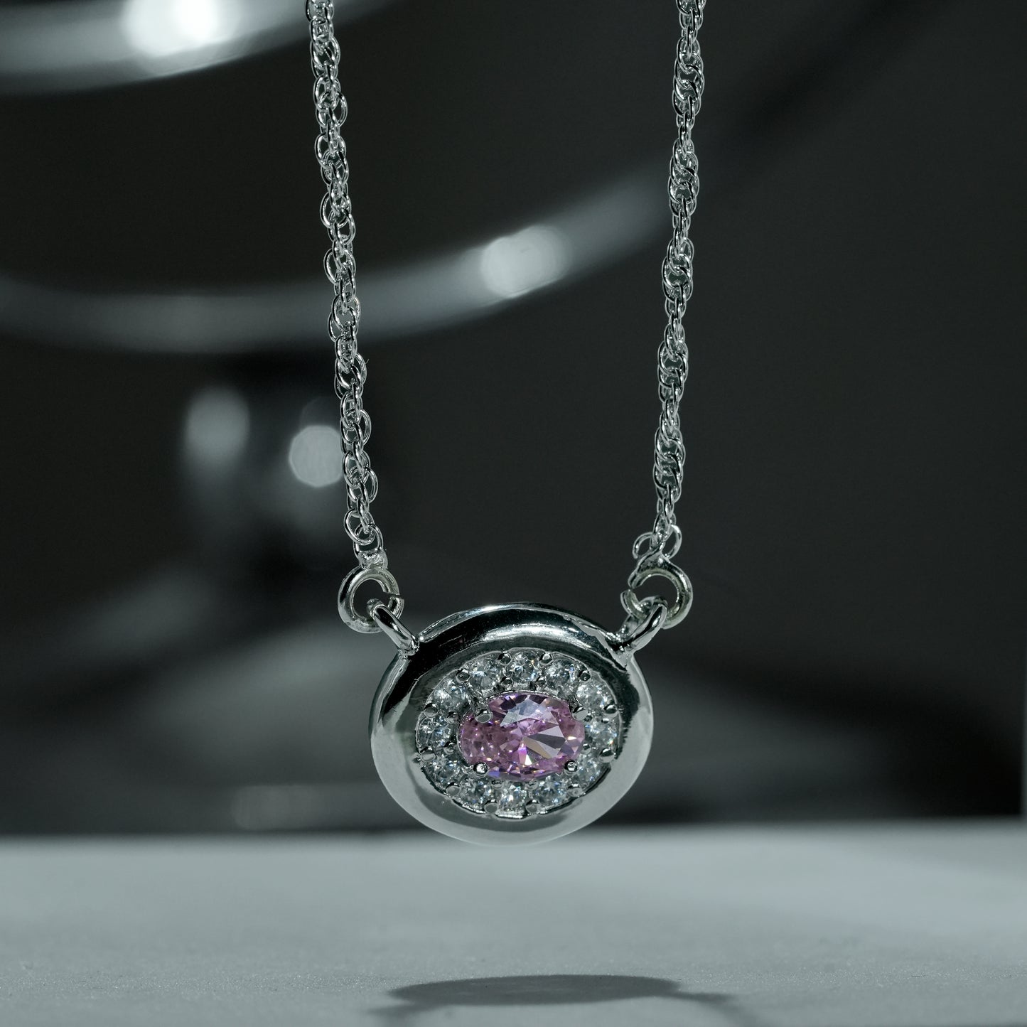 One-of-One 92.5 Silver Round Pink Blush Pendant