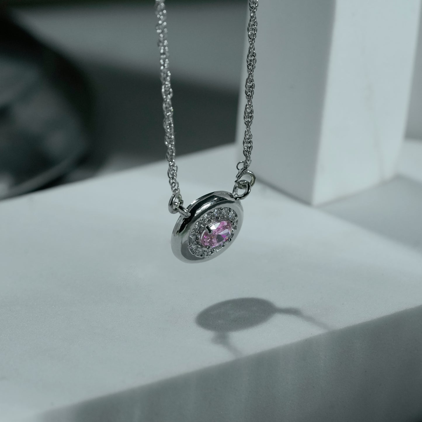 One-of-One 92.5 Silver Round Pink Blush Pendant
