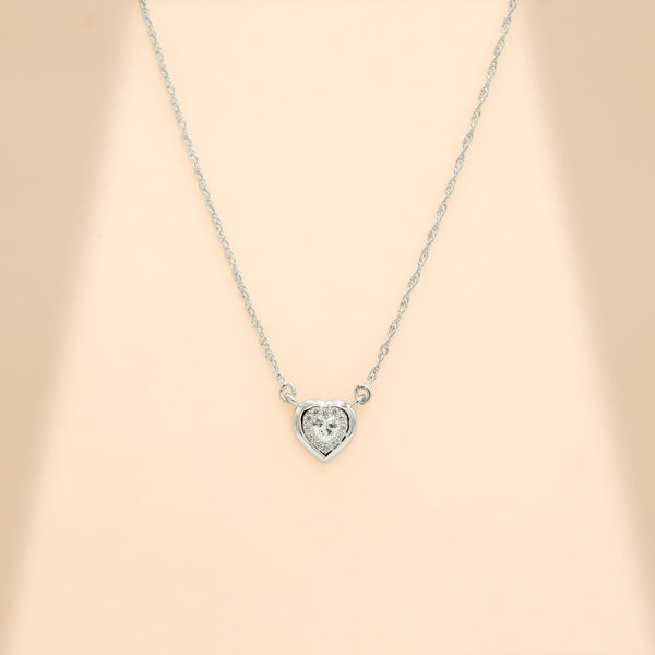 92.5 Silver Delicate Heart Sparkle Pendant Necklace