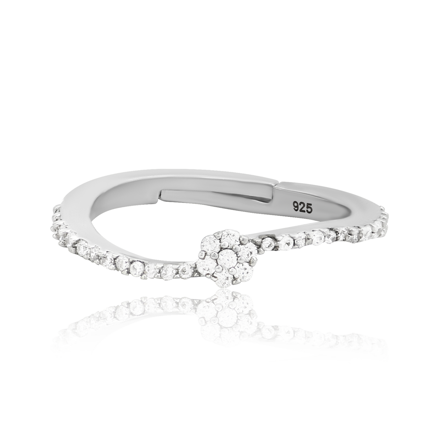 Twirl Cluster - Silver Diamond-Style Ring