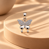 925 Silver Moissanite Butterfly Pendant For Women