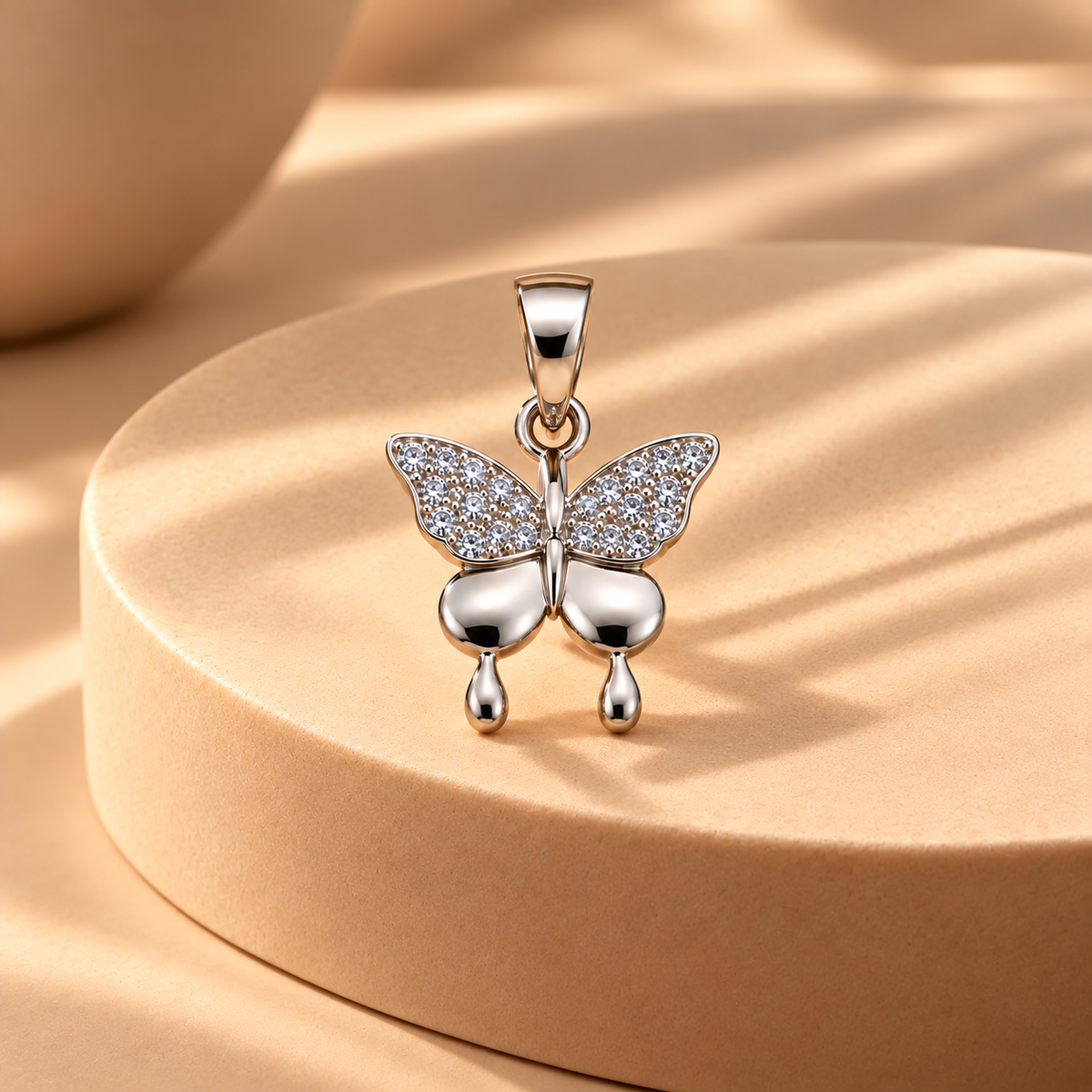925 Silver Moissanite Butterfly Pendant For Women