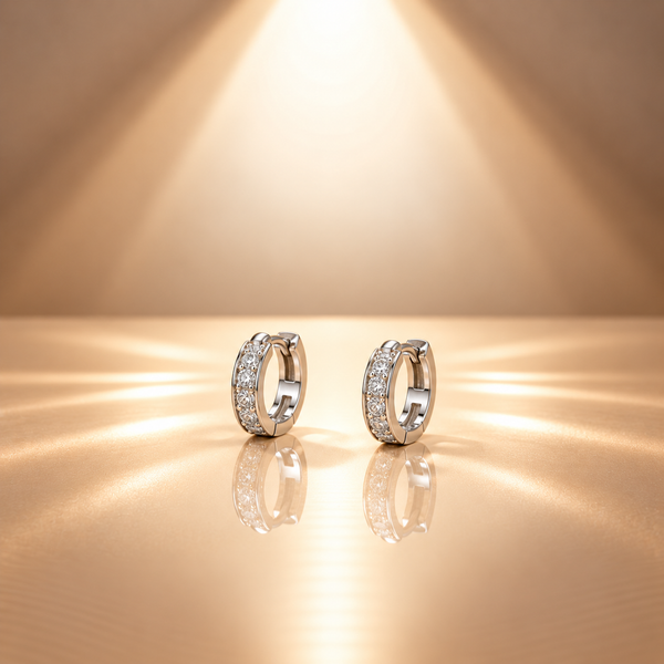 925 Silver Moissanite Huggie Hoop Earrings