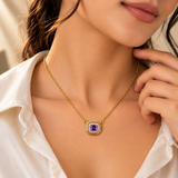 925 Silver Purple Quartz Moissanite Pendant Chain