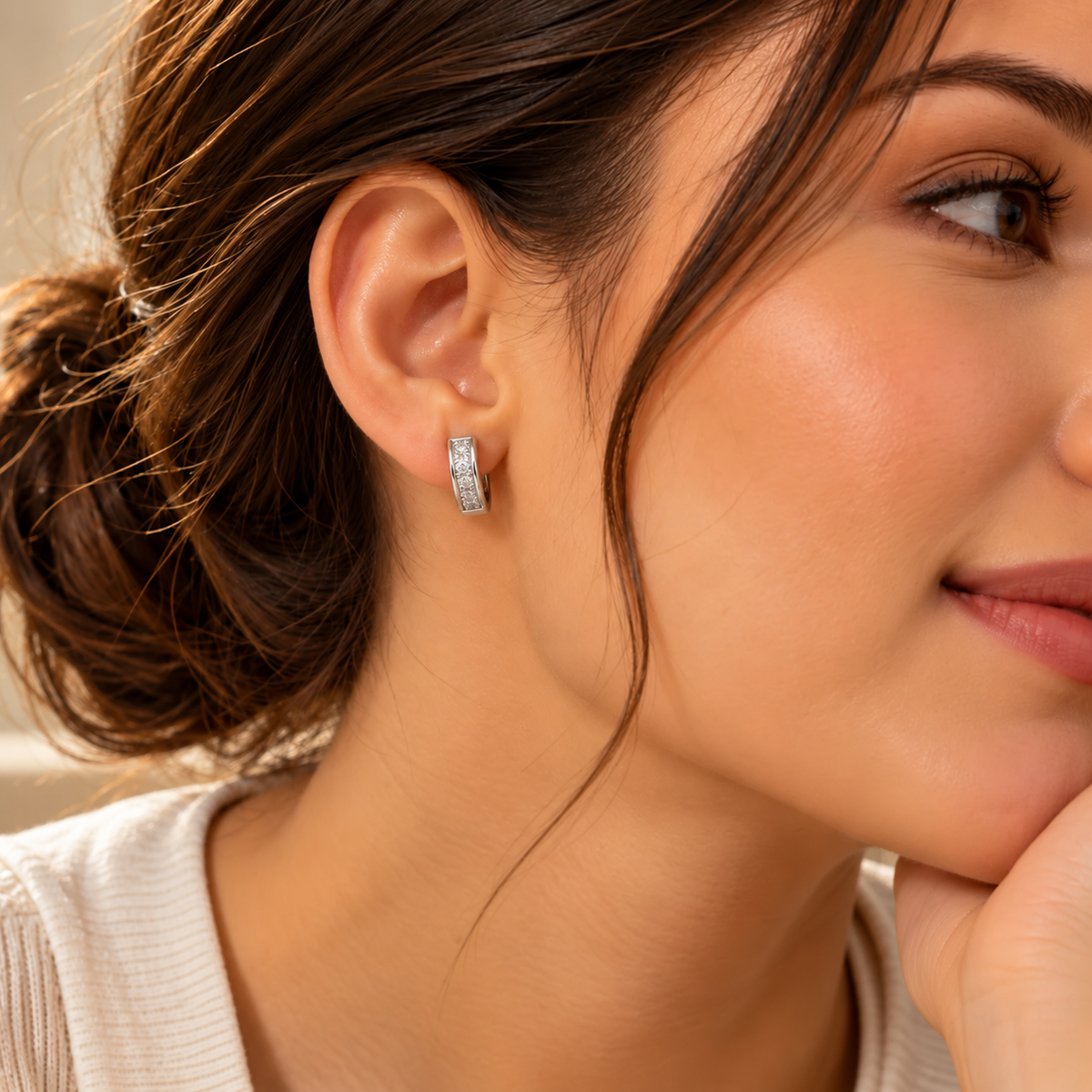925 Silver Moissanite Huggie Hoop Earrings