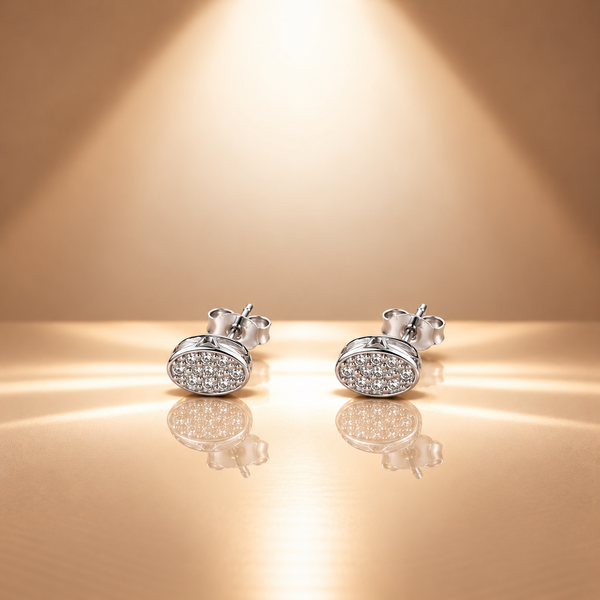 925 Sterling Silver Moissanite Oval Stud Earrings For Women