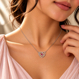 Pink Quartz Moissanite Heart Pendant with Chain