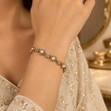 925 Silver Gold Plated Pear Floral Moissanite Bracelet