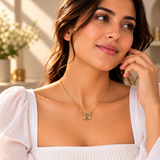 925 Silver Champagne Moissanite Square Chain Pendant