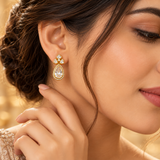 925 Silver Gold Plated Moissanite Polki Tear Drop Earrings