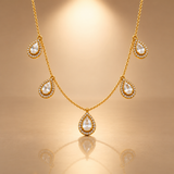 925 Sterling Silver Moissanite Polki Teardrop Necklace