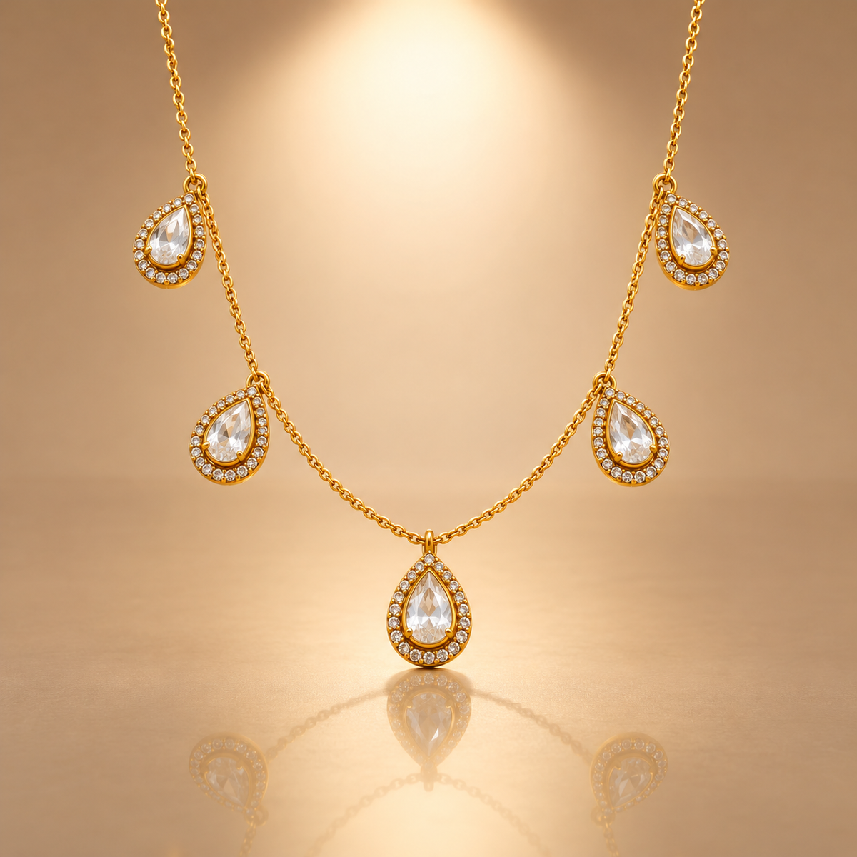 925 Sterling Silver Moissanite Polki Teardrop Necklace