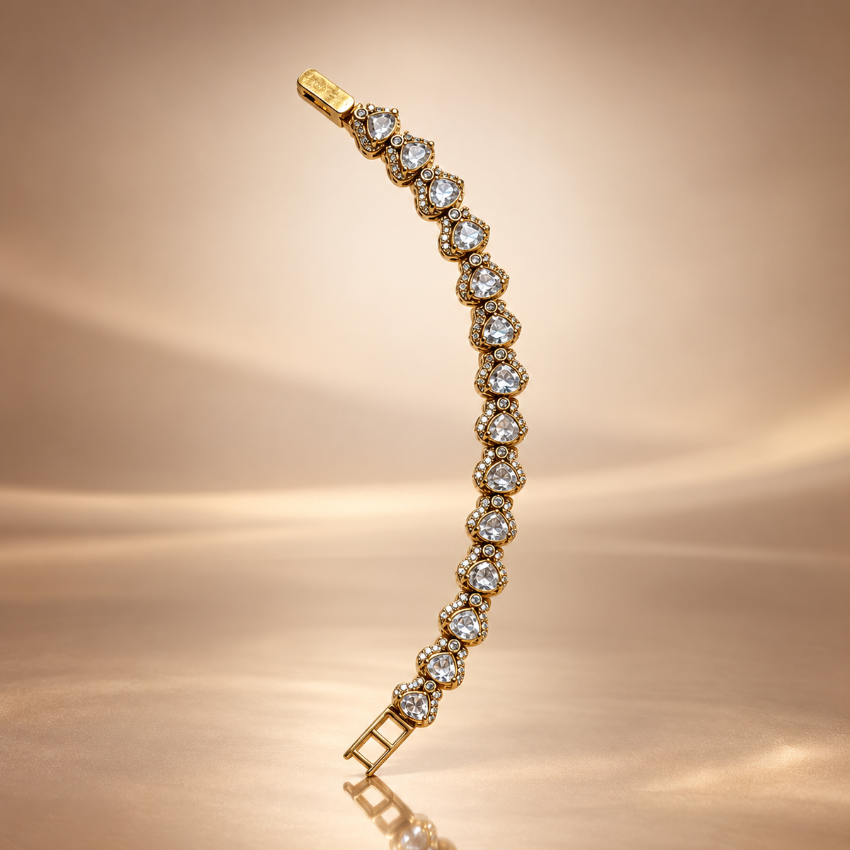 925 Silver Moissanite Polki Pear Shape Bracelet
