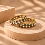 925 Silver Moissanite Polki Gold Plated Bangle Set