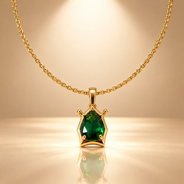 925 Silver Green Pear Quartz Chain Pendant
