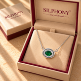 Green Quartz Moissanite Halo Pendant Chain