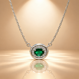 Green Quartz Moissanite Halo Pendant Chain