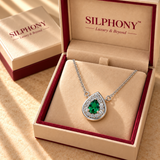 Emerald Green Quartz Moissanite Pendant with Chain