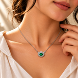 Green Quartz Moissanite Halo Pendant Chain
