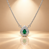 Emerald Green Quartz Moissanite Pendant with Chain