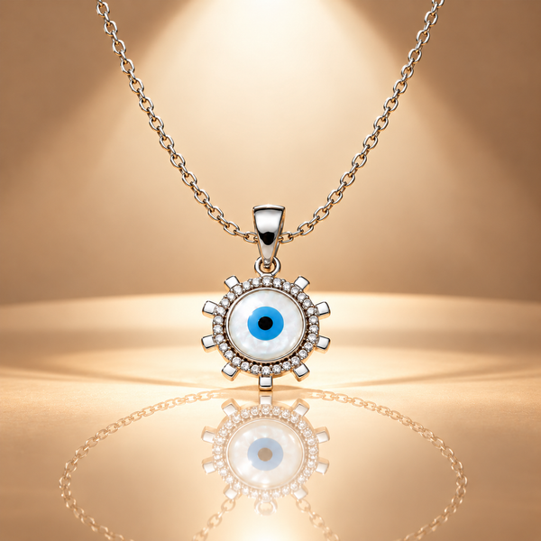 925 Sterling Silver Evil Eye Moissanite Pendant