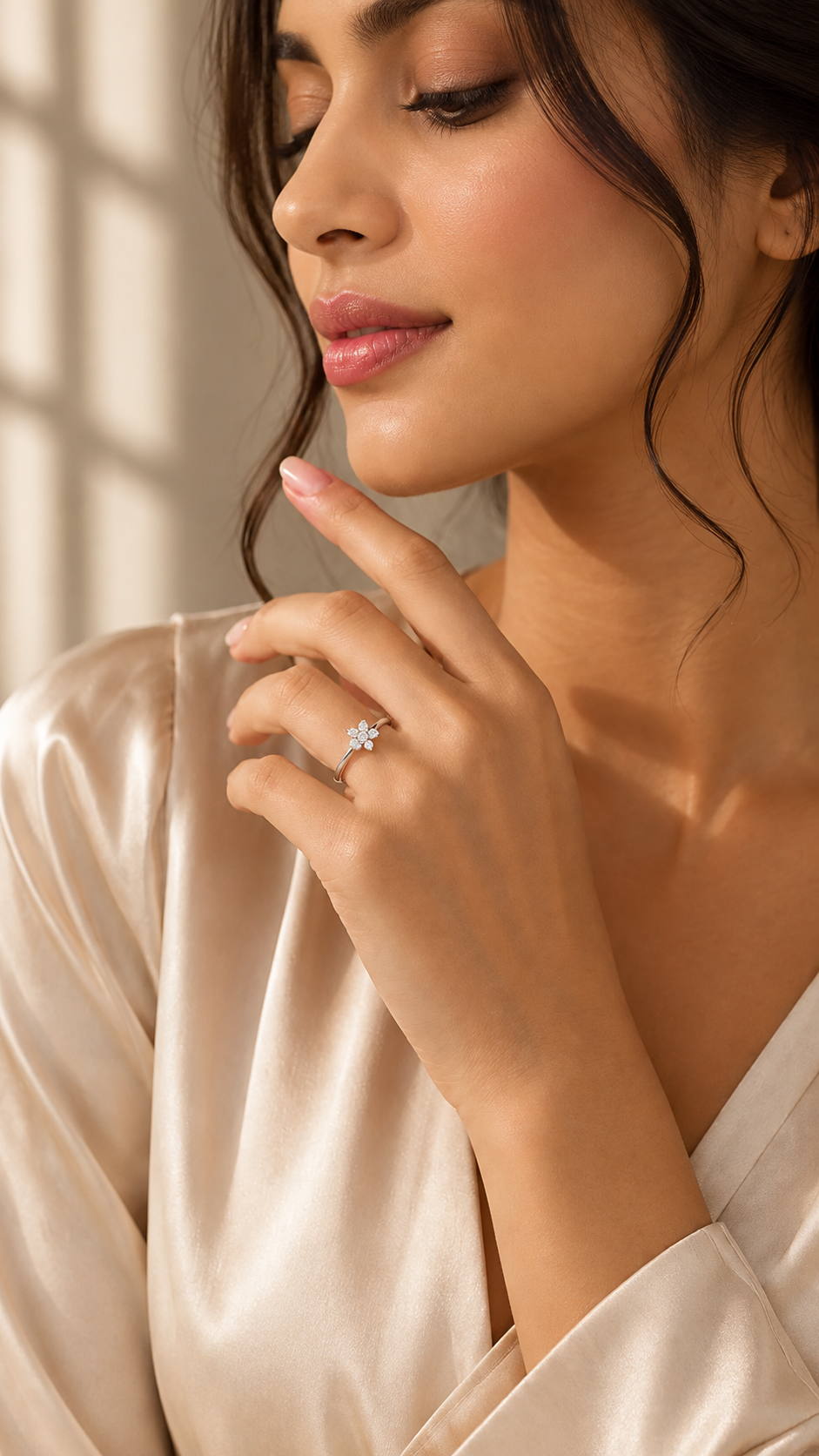 925 Silver Moissanite Floral Cluster Ring