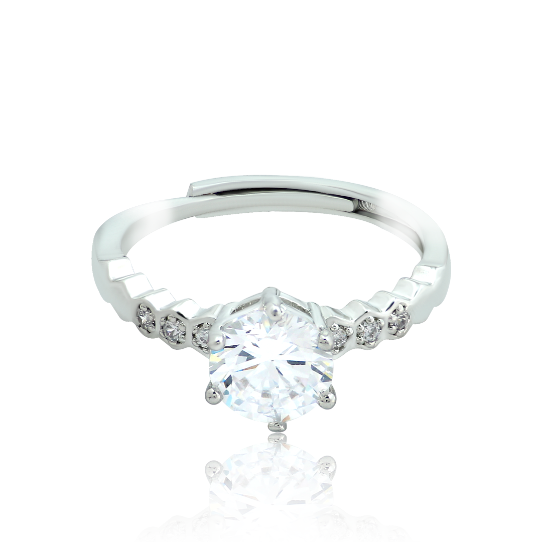 Round Solitaire Silver Ring