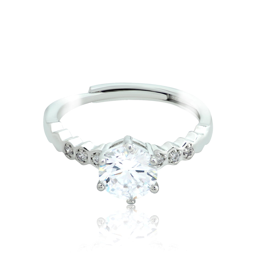 Round Solitaire Silver Ring