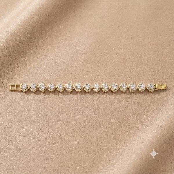 925 Silver Moissanite Polki Pear Shape Bracelet