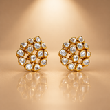 925 Silver Moissanite Polki Stud Earrings