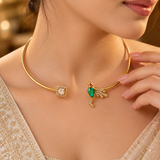 925 Silver Gold Plated Bird Polki Hasli