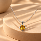 925 Silver Yellow Quartz Moissanite Chain Pendant