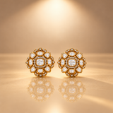 925 Silver Moissanite Polki Floral Earrings