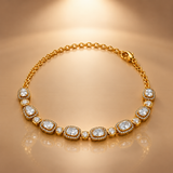 925 Silver Moissanite Polki Cushion Bracelet