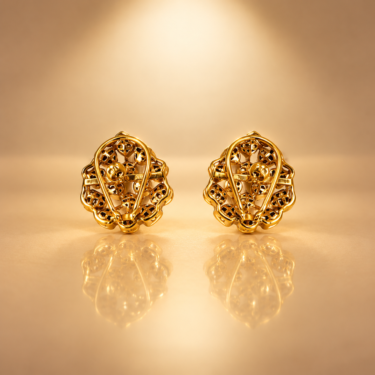 925 Silver Moissanite Polki Stud Earrings