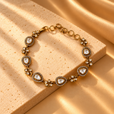 925 Silver Gold Plated Pear Floral Moissanite Bracelet