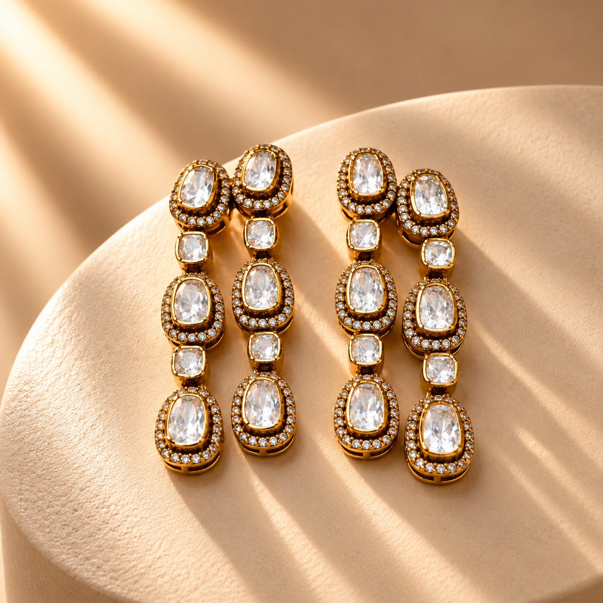 925 Silver Gold Plated Moissanite Dangler Earrings