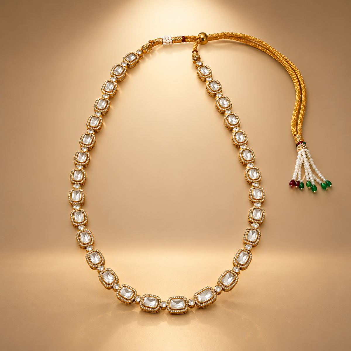 925 Silver Moissanite Polki Necklace for Women